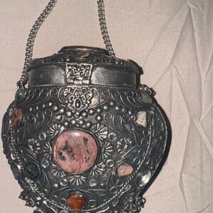 Artisan Silver and Stone Embellished Clutch